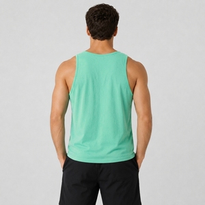 Men's Solid <b>Mint</b> <b>Green</b> O-Neck Knitted Tank <b>Top</b> Casual Style Plain Dyed Breathable Lightweight Fit - Product Image 6