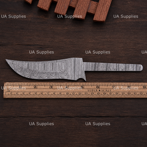 Cuchillo de Caza Industrial Personalizado OEM de UA Supplies, Hoja de Acero de Damasco con Punta Caída, Grosor de 0.5mm, 9in/Longitud Total Personalizada - Product Image 2