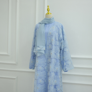 Sharut Abaya Factory Dubai Abaya Luxury <b>EID</b> Islamic Kimono Muslim Women <b>Dress</b> 3D Textured Floral Modest Gorgeous Abaya 3PSC Set - Product Image 5