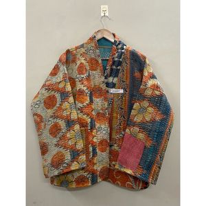 Handmade 100% Cotton Patchwork <b>kantha</b> Kimono <b>Jacket</b> Full Sleeve Shawl Collar Eco-Friendly Women's Wear <b>jacket</b> - Product Image 5