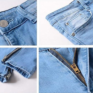 Custom Factory Wholesale Men's Distressed <b>Trouser</b> Designers Trendy Washed <b>Light</b> Blue custom Long Denim Slim Fit Men's Distressed - Product Image 3