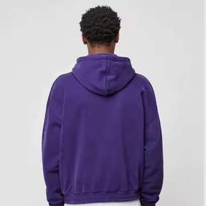 Nouveau design, sweat à capuche pour homme de couleur unie violette, pour l'hiver, manches longues surdimensionnées, tissu en molleton 100% coton, sweat à capuche zippé pour homme - Product Image 3