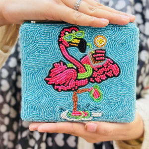 Monedero de algodón hecho a mano con bordado de cuentas y borla, cierre de cremallera, colores variados, por Whimsy Art Craft - Product Image 6