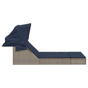 Tumbona Doble con Toldo de Poliratán Gris y Cojines - Product Image 4