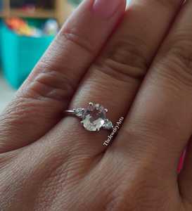 Pink Gemstone 925 <b>Sterling</b> <b>Silver</b> <b>Engagement</b> <b>Ring</b> Natural Oval Morganite <b>Ring</b> for Women Anniversary Jewelry Handmade Gift - Product Image 5