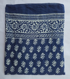 Paréo Sarong en coton bleu indigo, imprimé à la main, écharpe de plage, couverture bohème, accessoire de plage d'été pour femme - Product Image 1