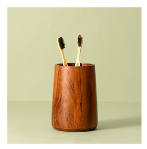 Wooden Material Round Shape Brown Finished Tooth <b>Brush</b> Holder Eco-Friendly Household <b>Bath</b> Ware Accessories For Sale - Product Image 1