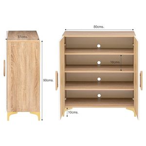 Zapatero de Madera con Puerta, 3 Puertas, 6 Niveles, Organizador de Zapatos de Madera Sintética para Entrada, Pasillo y Dormitorio, Ahorro de Espacio - Product Image 2