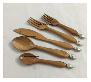 Ensemble de couverts en bois, cuillère à soupe, pour hôtel et restaurant, ensemble de couverts modernes, ensemble de couverts en bois très vendu, 5 pièces - Product Image 1