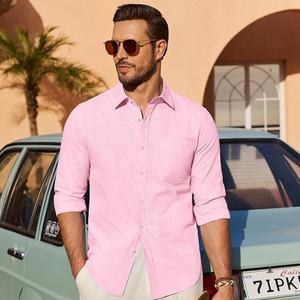 Camisas de Lino y Algodón para Hombre, Personalizadas por el Fabricante, Manga Larga, Casuales, con Botones, para Verano, Playa, Bodas, Venta al Por Mayor - Product Image 4