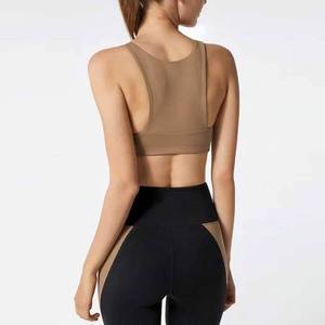 Gray And White <b>Cross</b> Front Sports Bra Medium Support Activewear Yoga Workout <b>Top</b> - Product Image 2