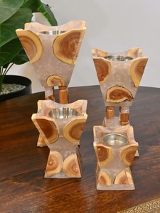 Portavelas de Alta Calidad, Forma Irregular, Resina Epoxi de Mango, Ecológico, Torre de Incienso Aromático de Madera - Product Image 1