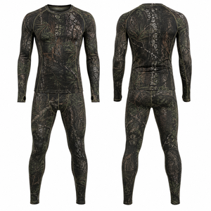 <b>Men's</b> Full Sleeve Camouflage Hunting Wear Set <b>Long</b> <b>Underwear</b> Moisture Wicking Spandex Polyester Autumn Outdoor Gear - Product Image 1
