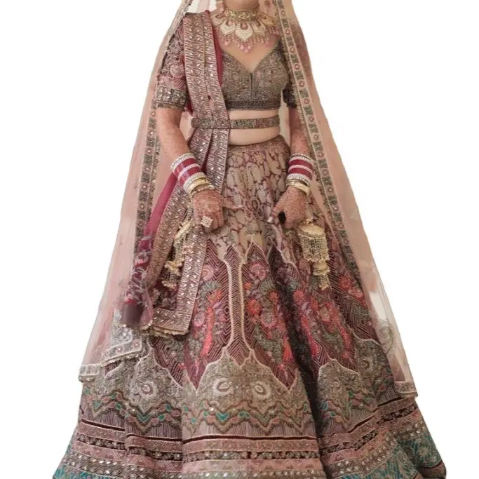 Gaun Lehenga Choli resepsi untuk pengantin Pakistan Lehenga berat gaun kustom Hari pernikahan pengantin Asia gaun 2023 India