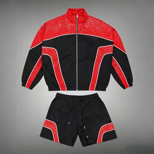 Ensemble de survêtement décontracté pour homme, color-block, respirant, léger, imprimé numérique, en polyester/nylon tricoté, pour le printemps et le style urbain - Product Image 5