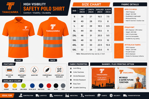 Tanazainra High Visibility Reflective Safety <b>Polo</b> Shirt Custom Hi Vis Reflective Workwear <b>Polo</b> Shirt <b>Orange</b> Reflective Safety - Product Image 4
