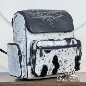 Fashion Western Cowhide Leather with Boot Stitch <b>Backpack</b> Purse Tooled Flap Women Travel <b>School</b> Fashion Hide <b>Backpack</b> Wholesale - Product Image 1