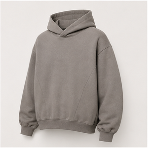 Sweat à capuche homme gris chaud personnalisable, coupe décontractée, sans cordon de serrage, devant uni, en molleton brossé mélange modal MHOOD-0036 - Product Image 3