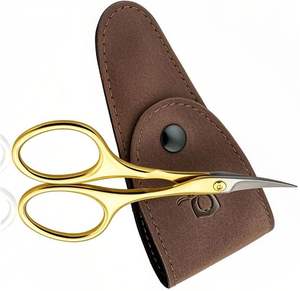 Tijeras para Uñas de Alta Calidad, Acero Inoxidable Dorado con Funda de Cuero, Tijeras de Belleza - Product Image 2