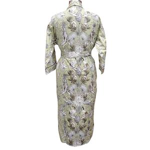 Bata Larga con Estampado Floral para Mujer, 100% Algodón, Cuello en V, Manga Larga, Suave, Informal, Transpirable, de Secado Rápido, Kimono de Verano con Cinturón - Product Image 6