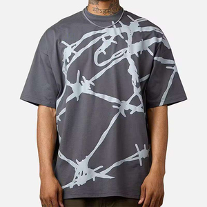เสื้อยืดคอกลมโอเวอร์ไซส์ทรงหลวม ผ้าฝ้าย 100% คุณภาพดี พิมพ์ลายพัฟฟ์ ออกแบบเองได้ตามสั่ง รับผลิตแบบ OEM ODM ไซส์พลัส - Product Image 1