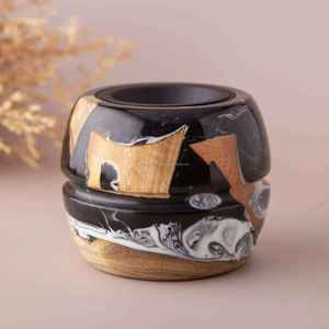 Brûleur à Bakhoor en résine époxy de qualité supérieure avec incrustation de bois, Mabkhara artisanal sur mesure, porte-encens arabe, brûleur à Oud, décoration de table pour Ramadan et l'Aïd - Product Image 3