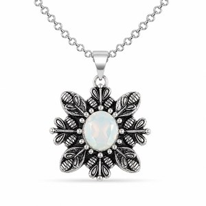 NIKHIL GEMS Elegant <b>Opal</b> Flower <b>Pendant</b> 925 Sterling Silver Rhodium Plated Vintage Style Women's Jewelry Everyday Wear Solitaire - Product Image 1