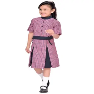 Grosir kualitas bahan kotak-kotak kualitas gaun rok untuk anak perempuan seragam sekolah dasar
