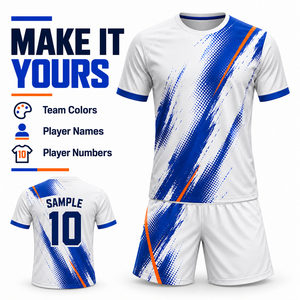Ensemble maillot et short de football unisexe à imprimé brossé, col rond, séchage rapide, kit de football personnalisé, fabricant d'uniformes d'équipe OEM en gros - Product Image 5