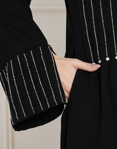 Nueva Abaya Tradicional Islámica Negra para Mujer, Estilo Saudí, Primavera 2026, Dubai, Poliéster Transpirable, Largo hasta el Tobillo, Musulmana - Product Image 4