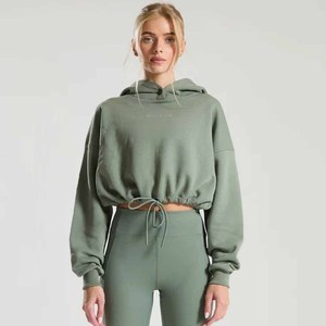 Sweat-shirt à capuche vert olive pour femme avec imprimé lettres au dos, décontracté, en coton et fibre de bambou, respirant, coupe classique, pour l'automne - Product Image 6