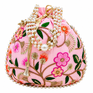 Sacs Potli en coton indien faits à la main avec cordon de serrage, cadeaux de mariage, brodés, élégants, légers, Rangrata, vente en gros - Product Image 5