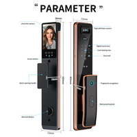 Serrure de porte intelligente biométrique à empreinte digitale avec interphone vidéo en temps réel, caméra de vision nocturne et détection faciale, vente en gros