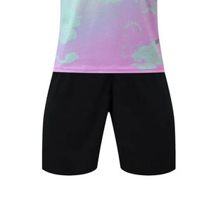 Camiseta de Fútbol Unisex con Degradado de Color, Sin Mangas, Transpirable, Ecológica, de Malla que Absorbe la Humedad, Pantalones Cortos Negros, Ropa Deportiva de Verano - Product Image 3