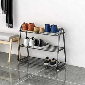 Three Tier Shoe Rack Storage Organizer Wood and Metal Mesh <b>Shelf</b> Modern Space Saving Shoe Stand for Entryway Bedroom Living Room - Product Image 4