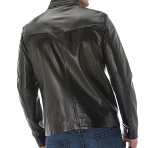 Veste en cuir à col montant pour hommes de haute qualité hiver 100% toile séchage rapide matériau teint uni Style High Street - Product Image 4