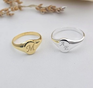 Custom <b>Initial</b> <b>Ring</b> | Personalized <b>Initials</b> | 925 Stamped | Classic | Wedding Valentine's Day Gift | Gift Her | Pinky Signet - Product Image 2