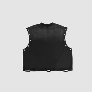 Camiseta Oversize Rasgada para Hombre, de Peso Pesado, Ajuste Holgado, Estilo Urbano Personalizado con Cuello Alto - Product Image 4