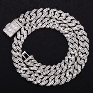 Luxury Iced Out Cuban Link Hip Hop Chain White Gold Finish <b>Statement</b> <b>Necklace</b> for Men Women Premium Fashion Jewelry - Product Image 2