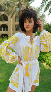 Vestido Mini de Manga Larga Tejido Vintage para Mujer, Ecológico y Lavable, Nuevo - Product Image 2