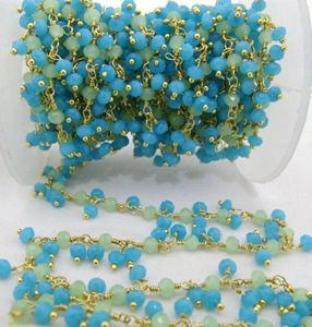 Cadena Colgante con Cuentas Facetadas de Calcedonia Verde y Aqua - Product Image 3