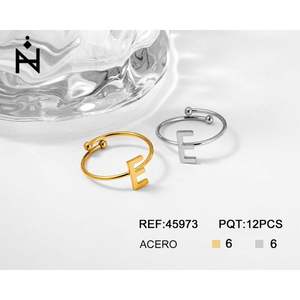 Stainless Steel Letter E Fashion <b>Ring</b> Unisex Modern Style Gift Jewelry - Product Image 1