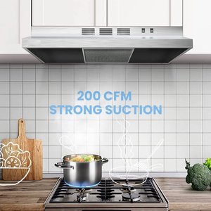 ฮูดด์ดูดควันแบบติดตั้งในตัว/แบบเสียบ ขนาด 27 นิ้ว 450 CFM 3 ระดับความเร็ว พร้อมระบบตรวจจับการเคลื่อนไหว - Product Image 3
