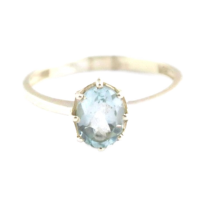 ชุดง่ามพลอยรูปวงรีสีอะความารีน925แหวนซ้อนกันได้ทำด้วยมือเงินสเตอร์ลิง - Product Image 1