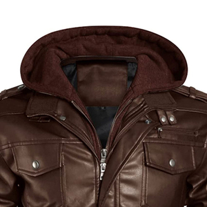 Men's Customized Colors Canvas Leather Jacket Stand Slim Fit Moto Biker Style Zipper Closure <b>Thin</b> Waterproof Breathable Winter - Product Image 2