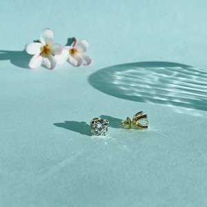 Boucles d'oreilles clous en diamant rond brillant de 3 carats, cultivé en laboratoire, or rose 14 carats, clarté F VVS2, certifié IGI, bijoux classiques unisexes - Product Image 2