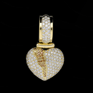 Luxury Heart Pendant <b>Necklace</b> Yellow Gold Round Brilliant Cut Diamond Unisex Gift Jewelry - Product Image 1