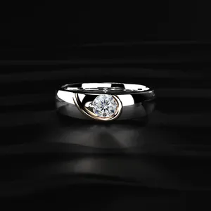 Anillo de diamantes cultivados en laboratorio de lujo con corte redondo VS1 VV2, de diseño moderno y hermoso, para hombre, con certificado IGI. - Product Image 1