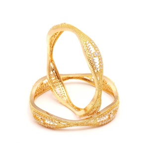 Brazalete de Zirconia Estilo Real con Diamantes Americanos, Chapado en Oro de 22K, Joyería Festiva para Bodas para Mujer - Product Image 1
