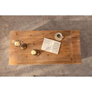 Tavolino da Caffè Rettangolare in Legno Massello e MDF con Rilievo Geometrico Rustico e Dettagli Intagliati in 3D per Soggiorno, 120 cm - Product Image 6